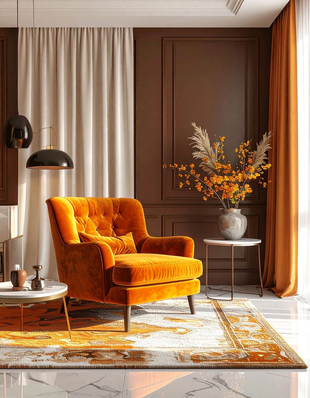 Marigold and Dark Chocolate Brown Palette - 40 Warm Color Palettes for Every Room in the House
