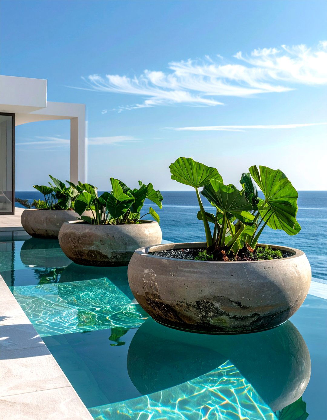 Matching Sun Shelf Planters - 30 Pool Planter Ideas for a Lush Backyard Oasis