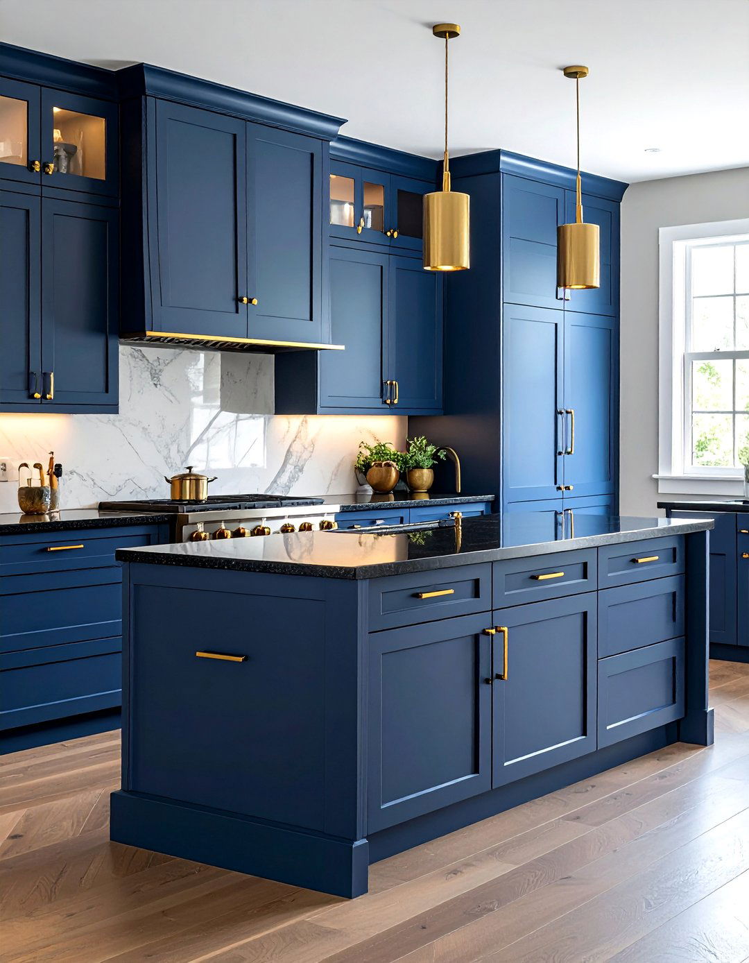 Matte Finish Blue Kitchen Cabinets With Gold Hardware - 30 Blue Kitchen Cabinets With Gold Hardware Ideas