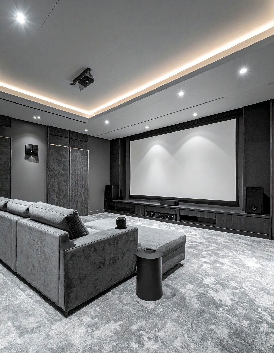 Matte Finish Iron Gray for Reduced Glare - 20 Gray Home Theater Paint Color Schemes