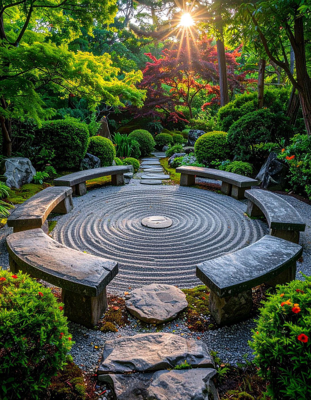 Meditation Circle with Stone Seating - 40 Japanese Garden Ideas for a Serene Outdoor Retreat