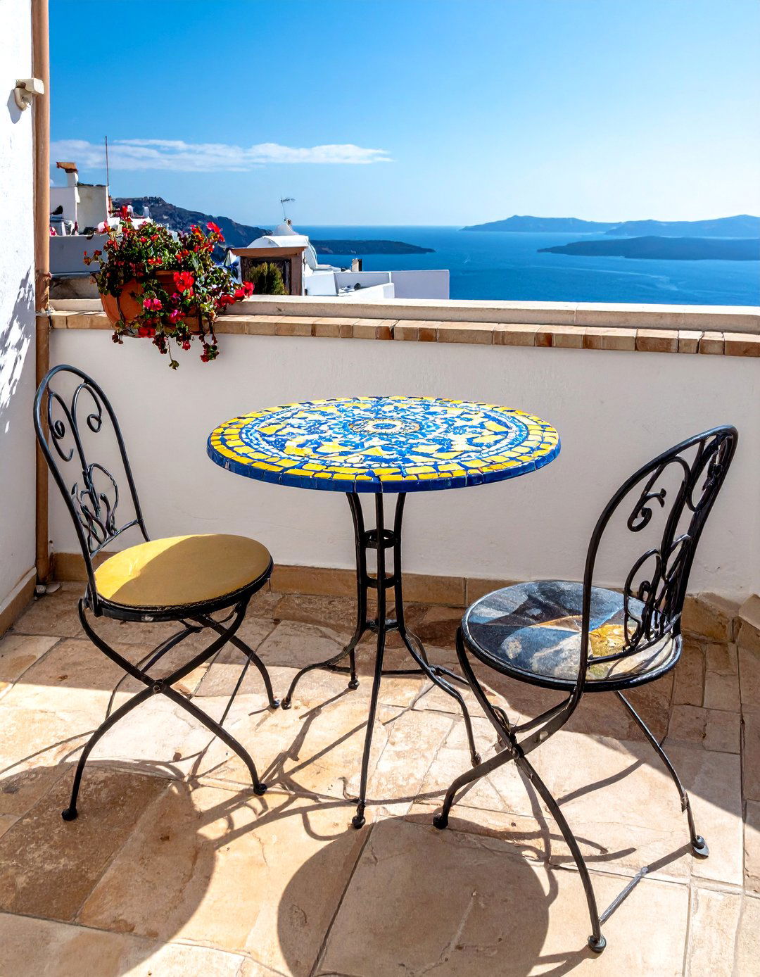 Mediterranean Balcony Accents with Mosaic Tiles - 20 Mediterranean Balcony Ideas for a Scenic Escape