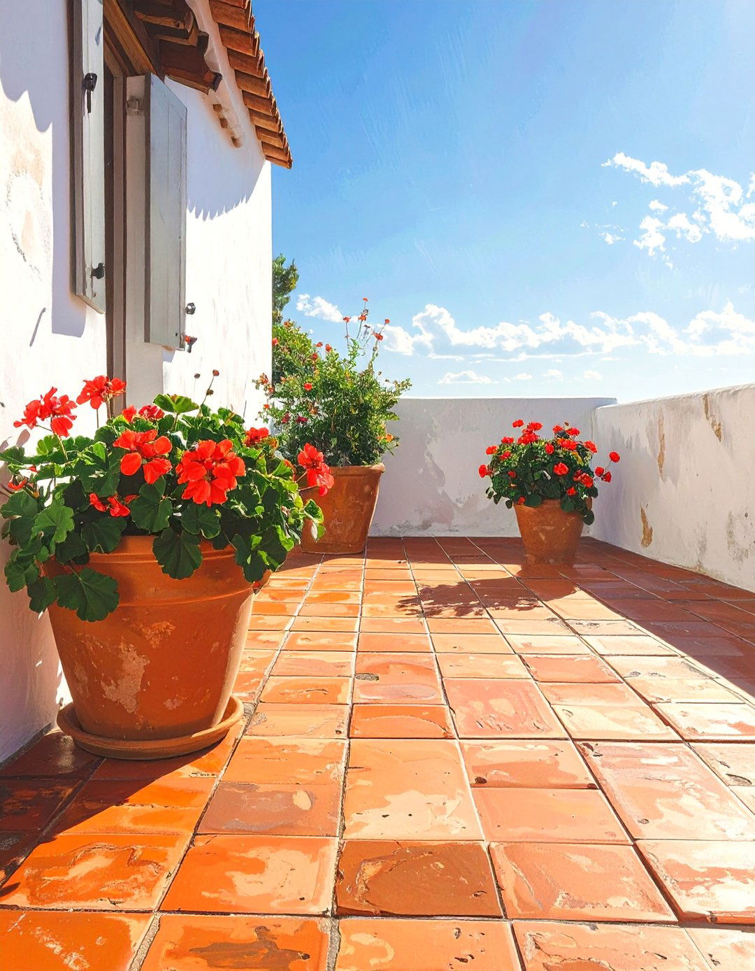 Mediterranean Balcony with Terracotta Floor Tiles - 20 Mediterranean Balcony Ideas for a Scenic Escape