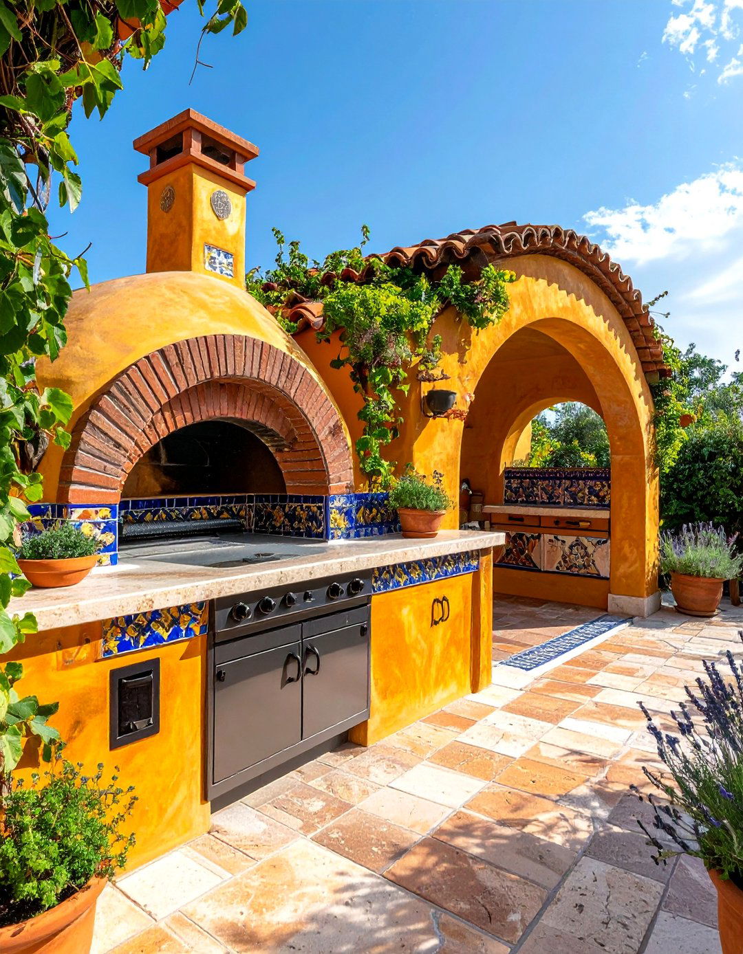 Mediterranean Brick Oven Design - 20 Outdoor Kitchen With Pizza Oven Design Ideas