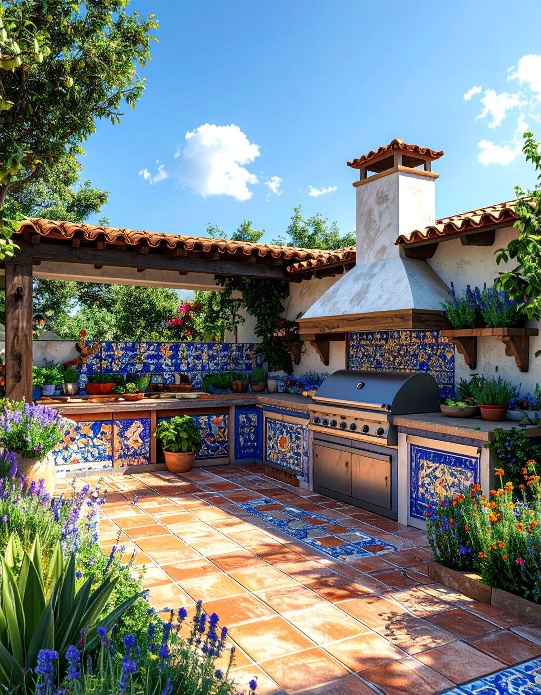 Mediterranean Outdoor Kitchen - 40 Amazing BBQ Area Ideas for Outdoor Living