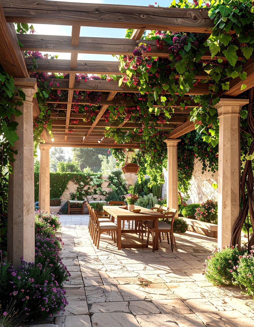 Mediterranean Pergola with Climbing Vines - 40 Garden Arbor Ideas for a Charming Outdoor Retreat