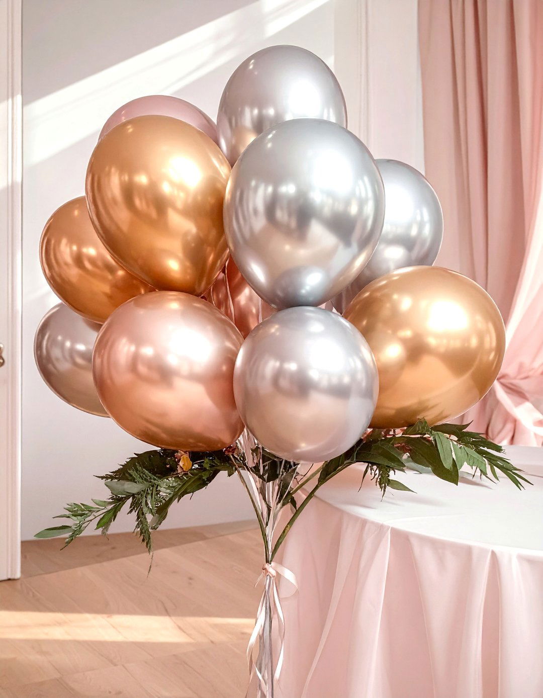 Metallic Balloon Centerpiece for Glamour - 25 Balloon Centerpiece Ideas for Any Celebration