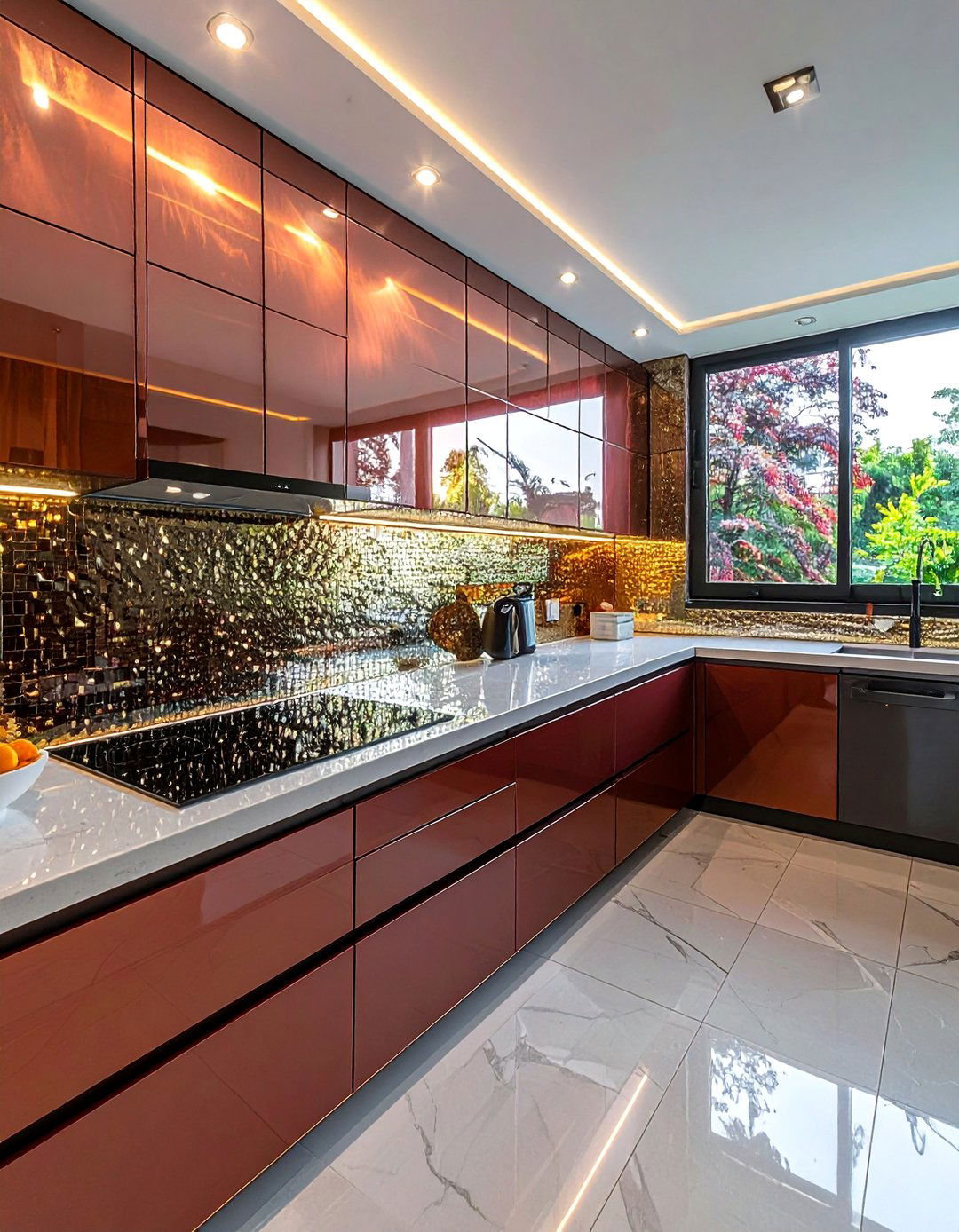 Metallic Glass Mosaic Shimmer - 40 Kitchen Backsplash Ideas for White Cabinets