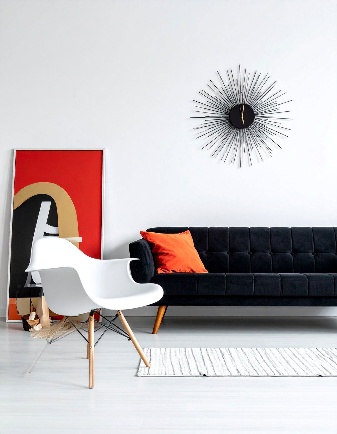 Mid Century Modern Black and White Living Room - 30 Black and White Living Room Ideas for Timeless Style