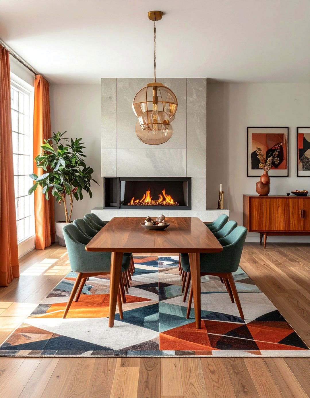 Mid Century Modern Fireplace Dining Spaces - 30 Dining Rooms With Fireplaces for Cozy Meals