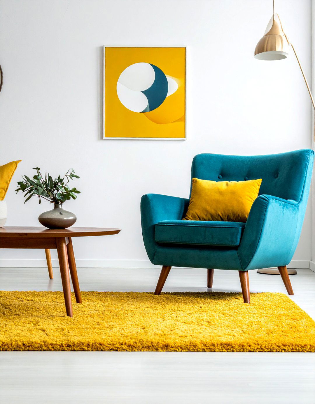 Mid Century Modern Yellow and Blue Design - 15 Yellow and Blue Living Room Ideas for Cheer