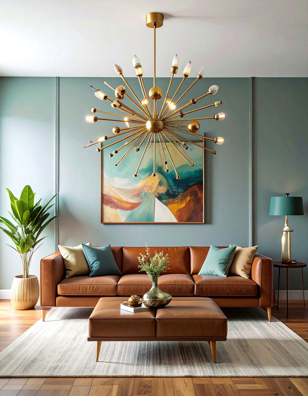 Mid Century Starburst Chandelier - 30 Living Room Chandelier Ideas for Elegant Spaces