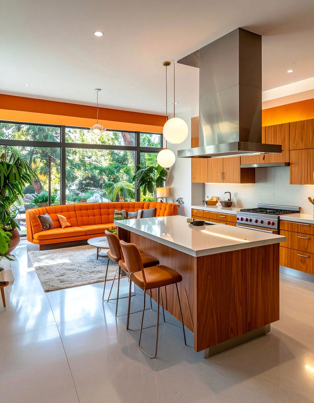 Mid century Modern Kitchen with a Sunken Conversation Pit Adjacency - 40 Mid-century Modern Kitchen Ideas for a Retro Vibe