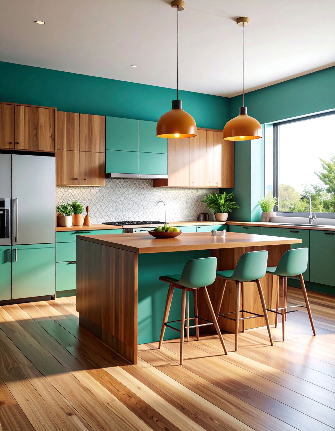 Mid century Modern Kitchen with an Angled Peninsula - 40 Mid-century Modern Kitchen Ideas for a Retro Vibe