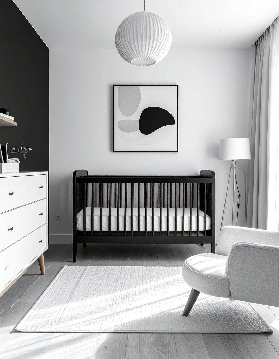 Minimalist Black and White Nursery Design - 25 Black and White Nursery Ideas for Timeless Style