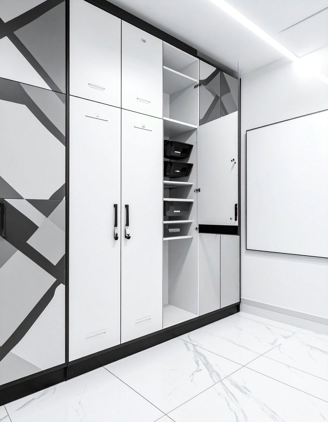 Minimalist Black and White Organization - 30 Locker Decor Ideas for Stylish and Functional Spaces