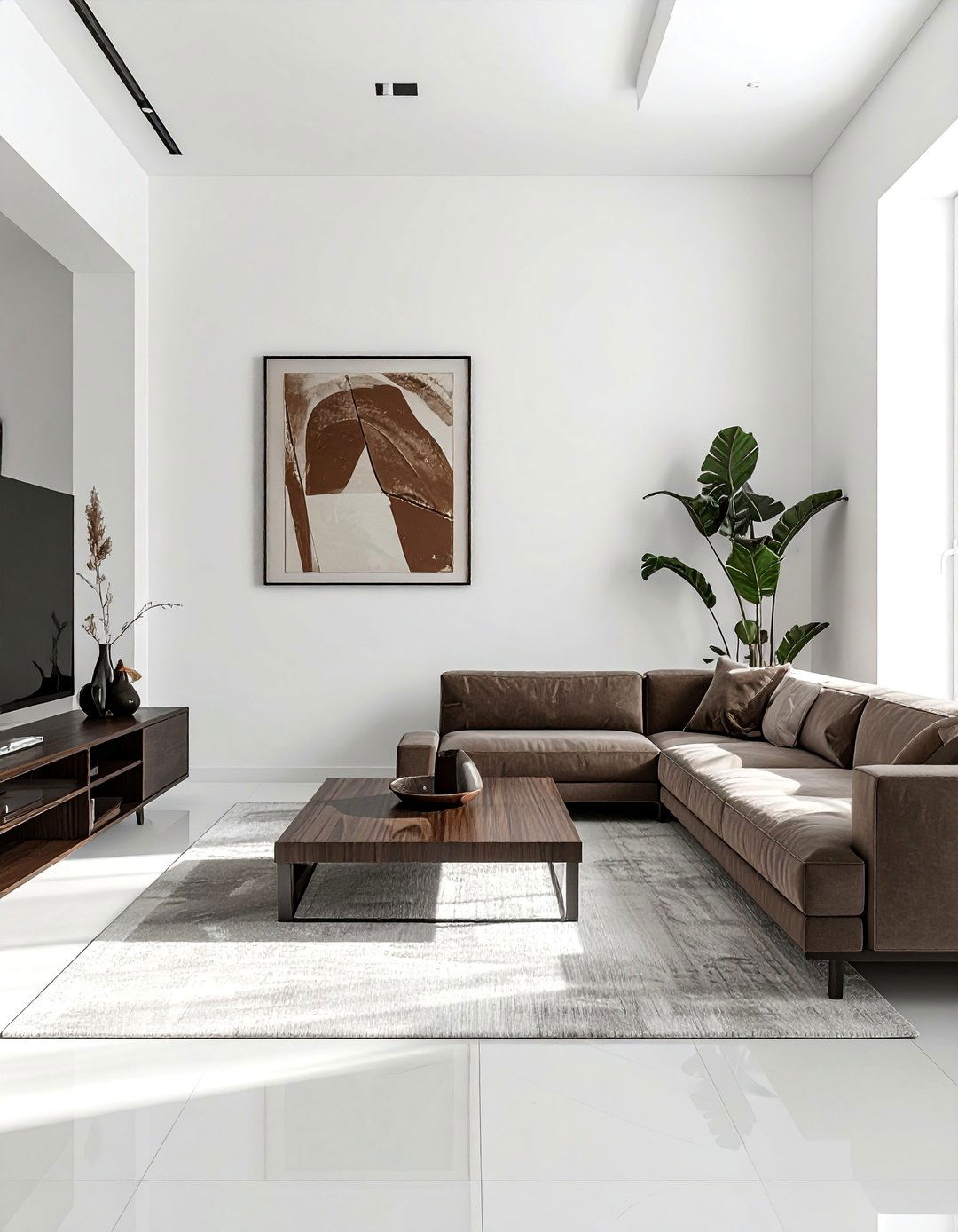 Minimalist Design with Brown and White Elements - 30 Brown and White Living Room Ideas for a Warm Look