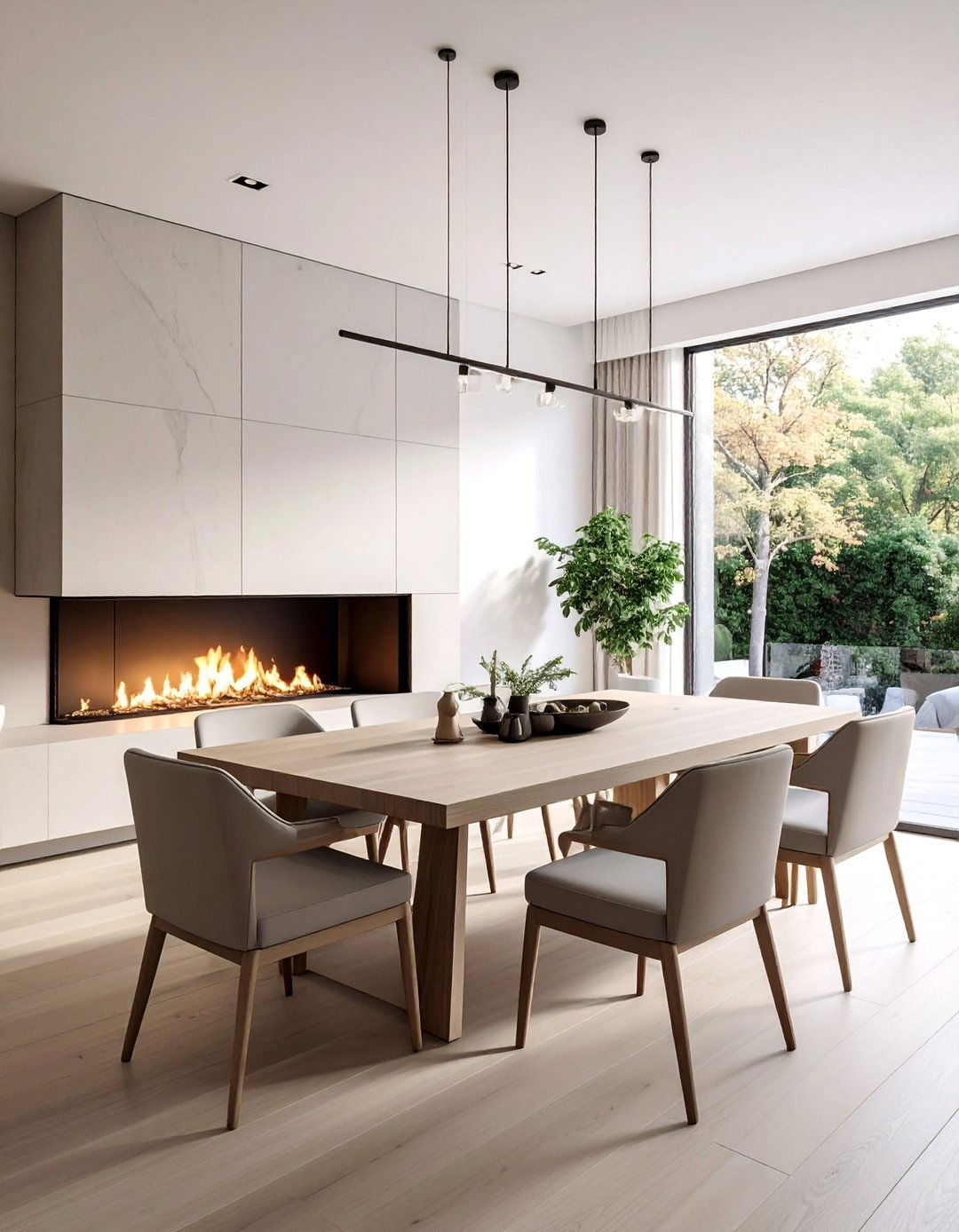 Minimalist Fireplace Dining Designs - 30 Dining Rooms With Fireplaces for Cozy Meals
