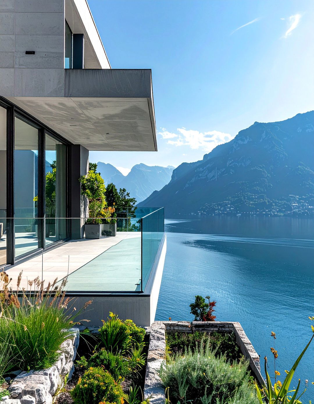 Minimalist Glass Panel French Balcony - 25 French Balcony Ideas for a Charming Outdoor Space
