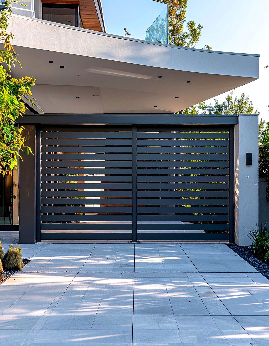 Minimalist Horizontal Slat Design - 30 Sliding Gate Design Ideas for Modern Homes