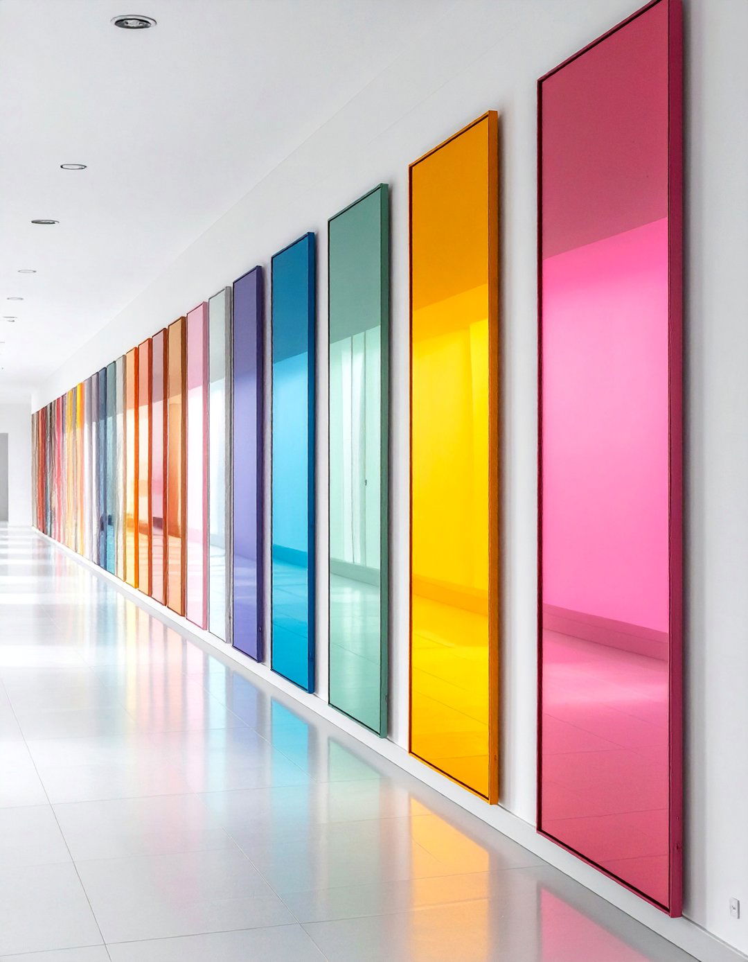 Minimalist Linear Arrangement - 30 Mirror Gallery Wall Ideas to Elevate Your Decor