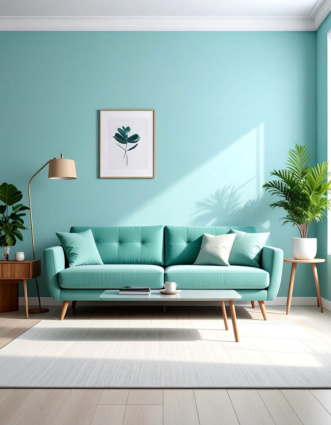 Minimalist Living Room with Sky Blue and Mint Green - 20 Blue and Green Living Room Ideas for a Fresh Look