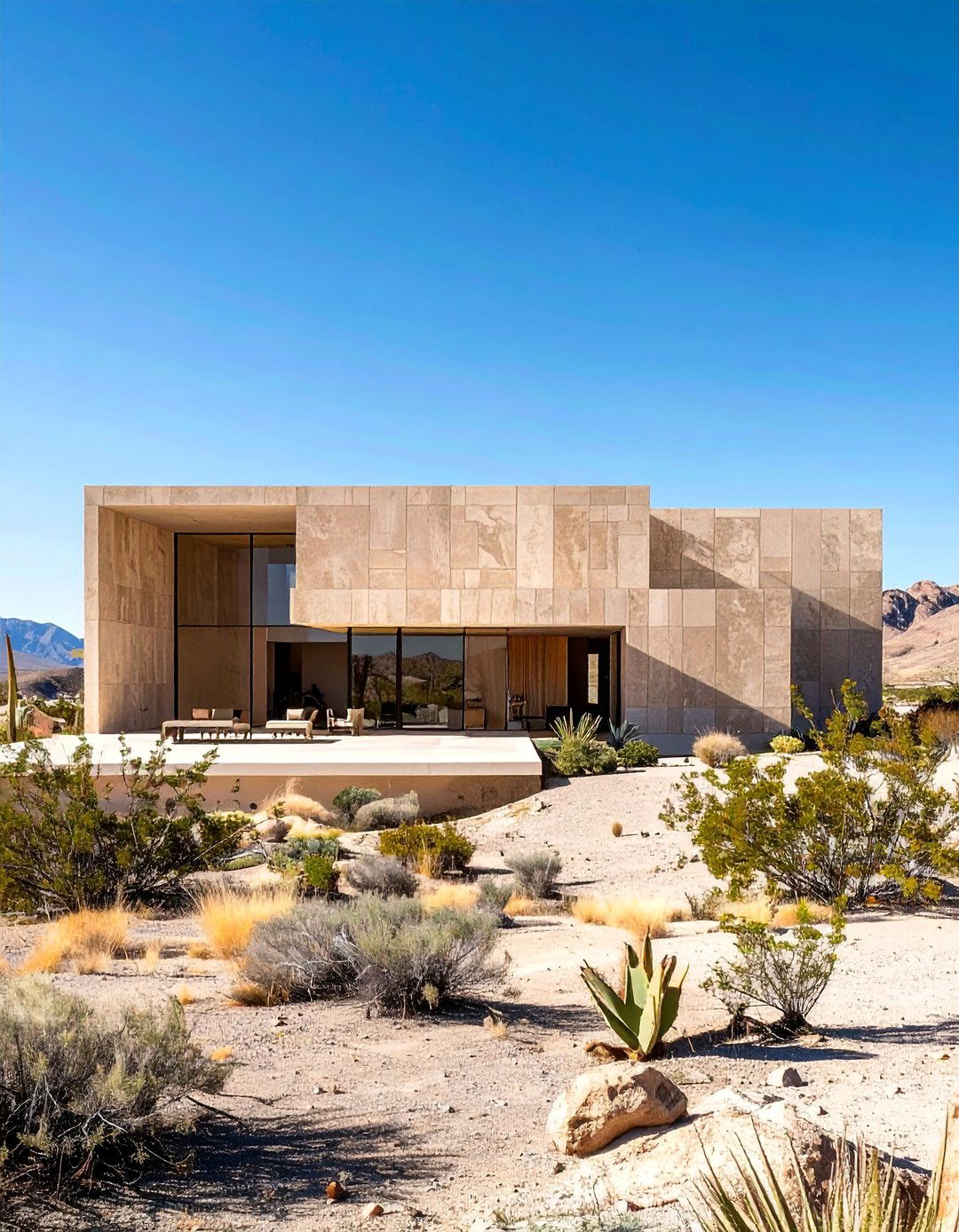 Minimalist Stone Panel Exterior - 30 Stunning Stone Exterior Home Ideas for Curb Appeal