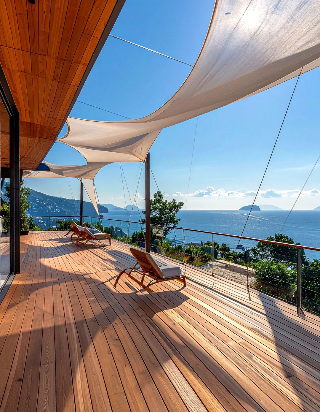 Minimalist Tension Structure - 30 Partially Covered Deck Ideas for Year-Round Enjoyment