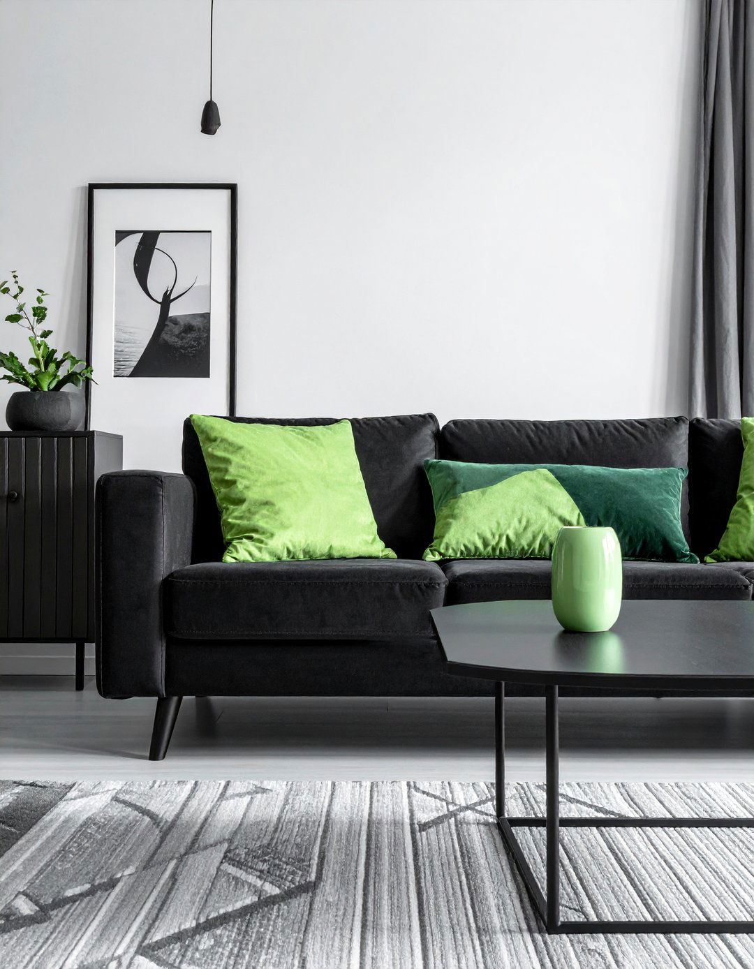 Mint Green Accents for a Lighter Touch - 30 Black and Green Living Room Ideas for a Luxe Feel