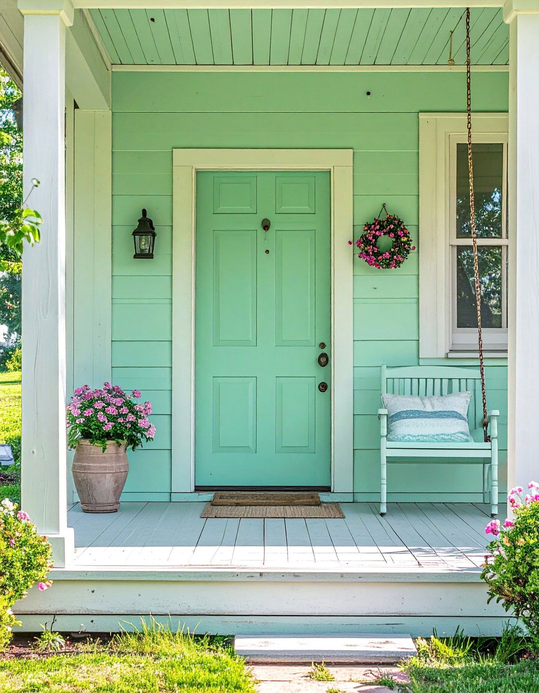 Mint Green Porch Accents - 20 Porch Paint Colors Ideas for a Welcoming Outdoor Space
