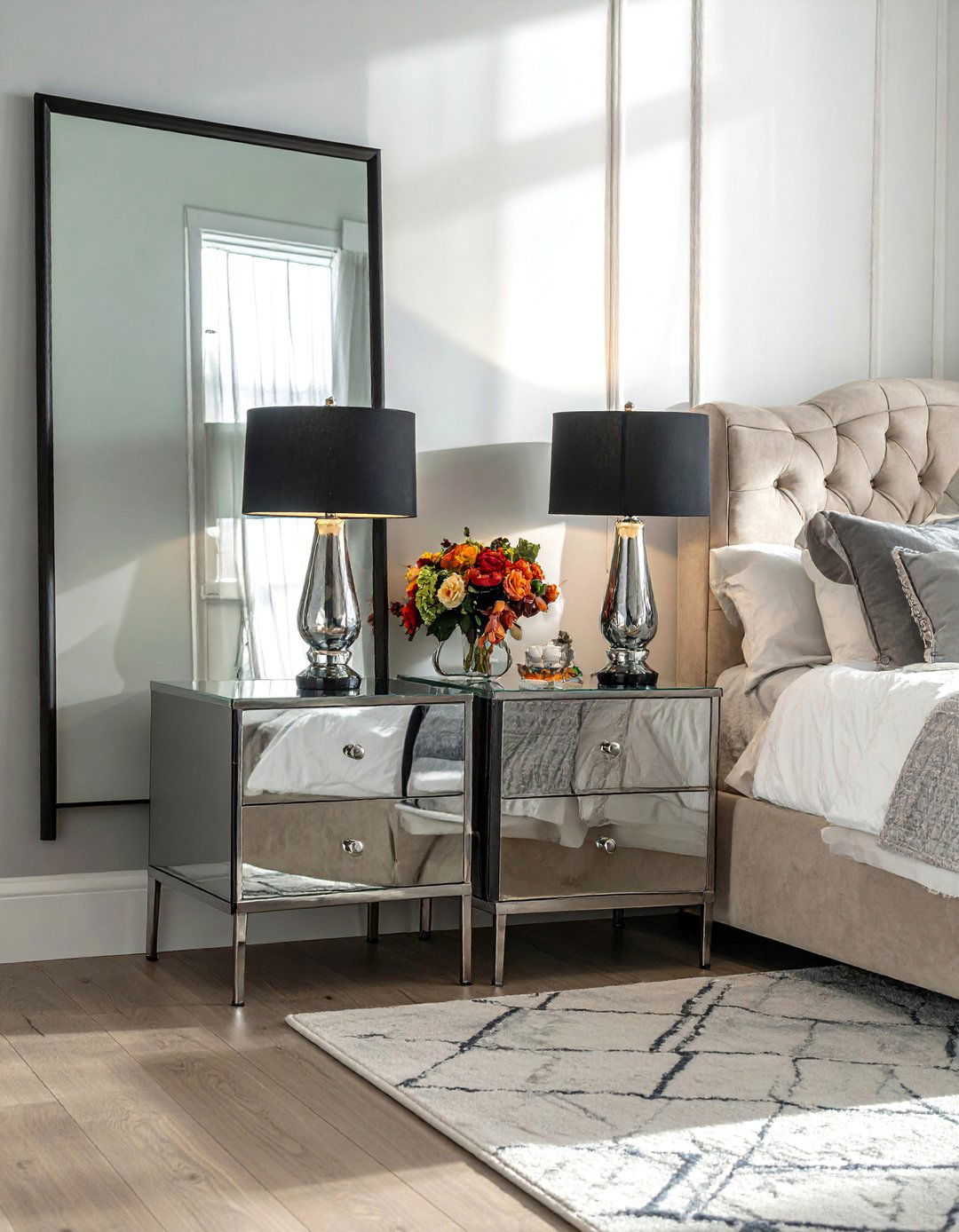 Mirrored Furniture for a Touch of Glamour in a Preppy Room - 30 Preppy Room Ideas for a Chic and Timeless Look