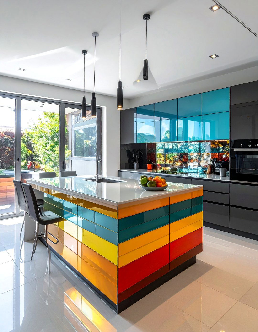 Mirrored Glass Mosaic Strips - 30 Mirrored Backsplash Kitchen Ideas for a Sleek Look