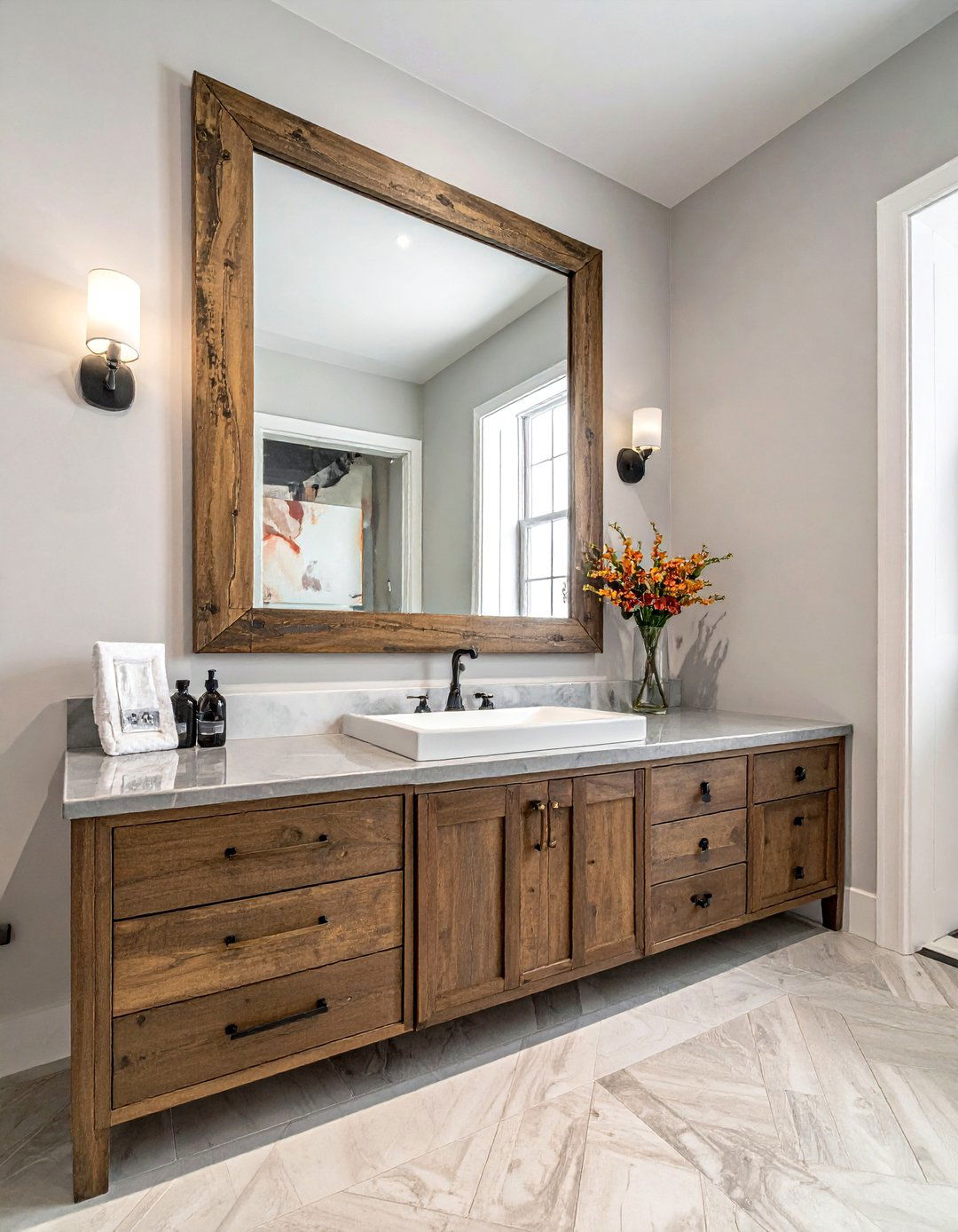 Mirrored and Reflective Bathroom Art - 25 Bathroom Art Ideas to Enhance Your Space's Aesthetic