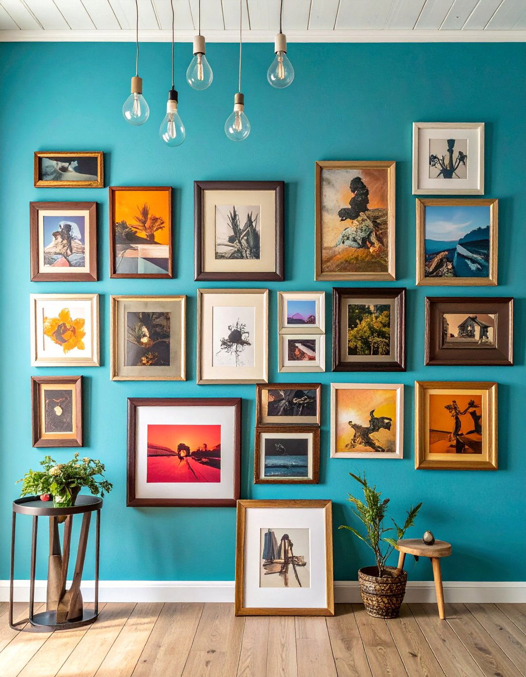 Mismatched Frame Photo Wall - 40 Photo Wall Ideas to Personalize Your Living Space