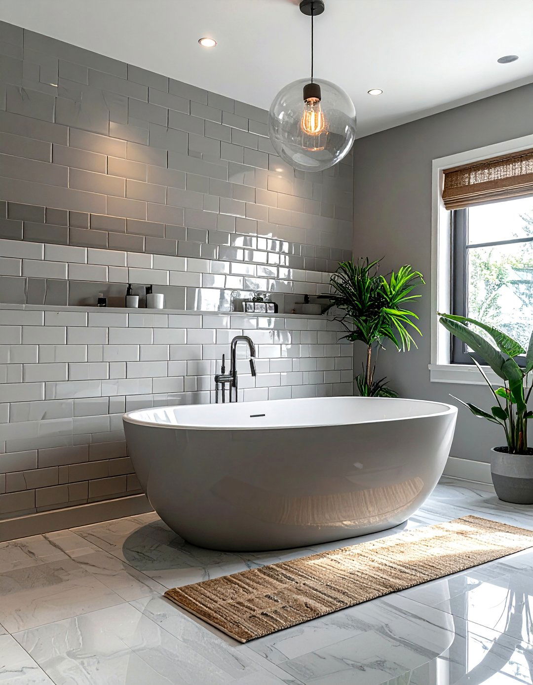 Mixed Finish Bathtub Tiles - 40 Bathtub Tile Ideas for a Stunning Bathroom