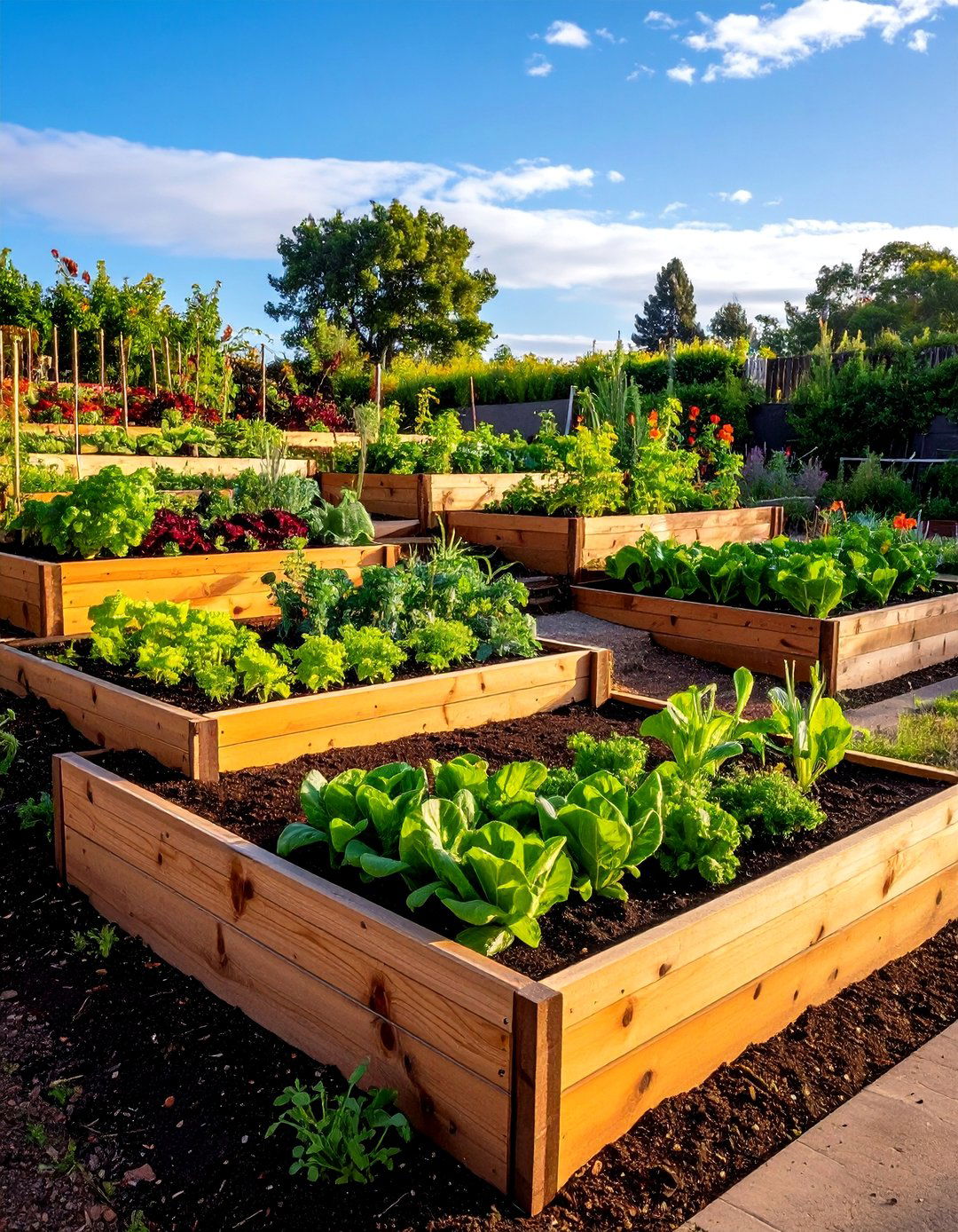 Mixed Height Terraced Combinations - 40 Raised Garden Bed Ideas for Your Vegetable Garden