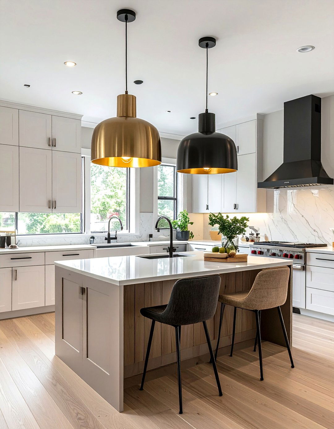 Mixed Metal Kitchen Island Fixtures - 20 Kitchen Island Lighting Ideas to Brighten Your Space