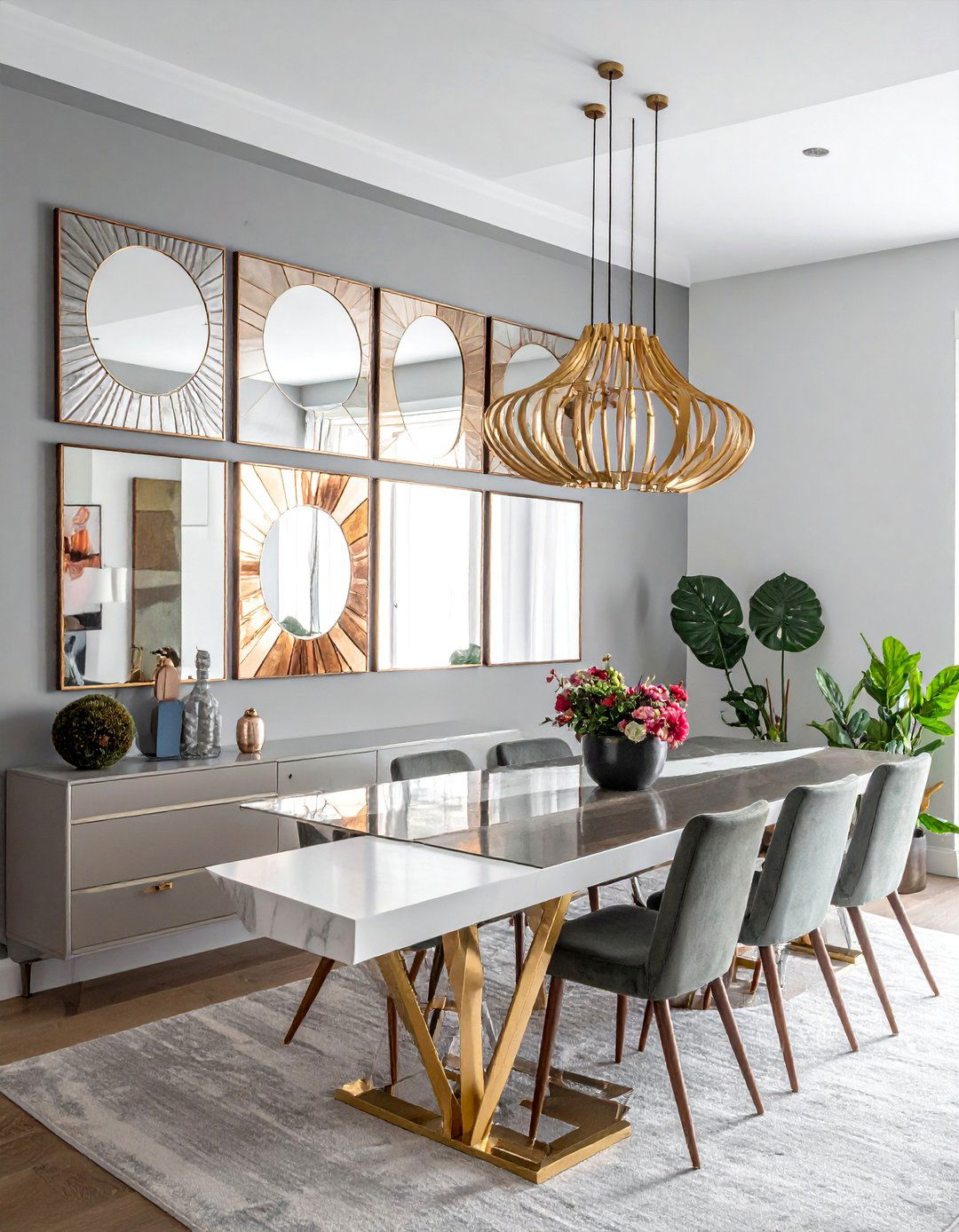 Mixed Metallic Finish Gallery - 30 Mirror Gallery Wall Ideas to Elevate Your Decor