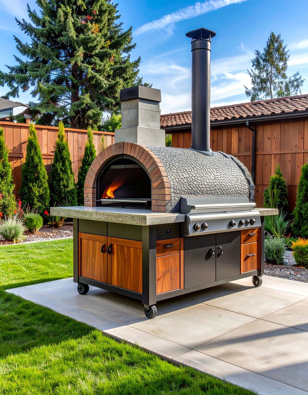 Mobile Cart Wheeled Convenience Systems - 20 Outdoor Pizza Oven Ideas for Backyard Fun