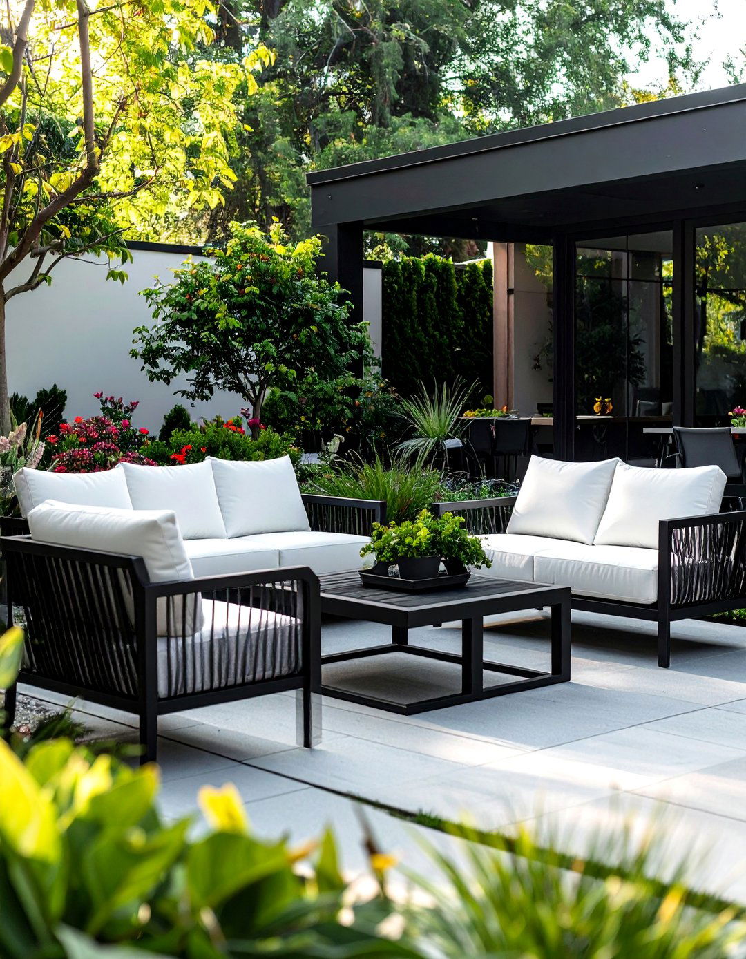 Modern Black Metal Patio Furniture - 20 Black and White Patio Ideas for Stylish Outdoor Spaces