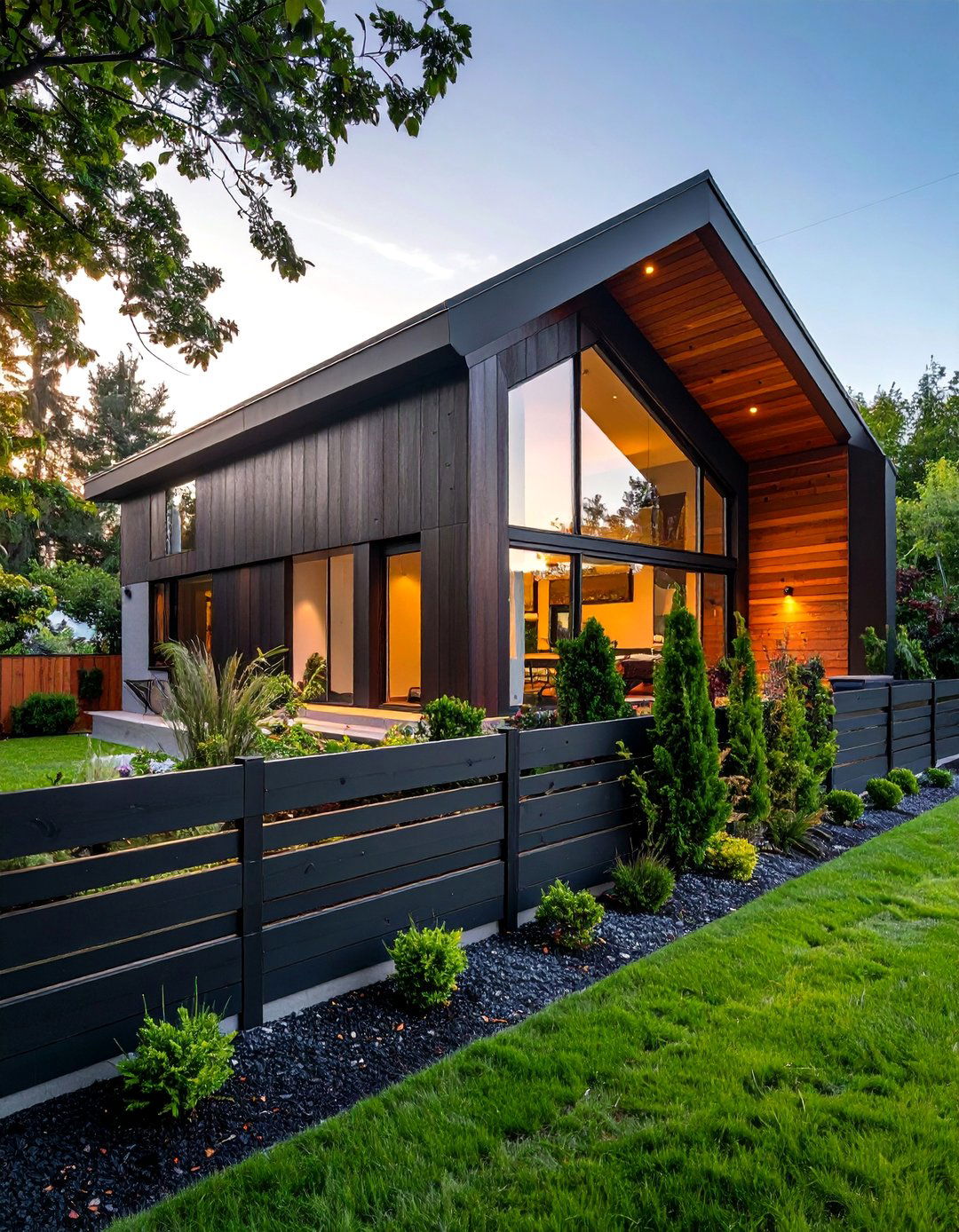 Modern Cottage House Exterior with Horizontal Fencing - 25 Modern Cottage House Exterior Ideas for Charm