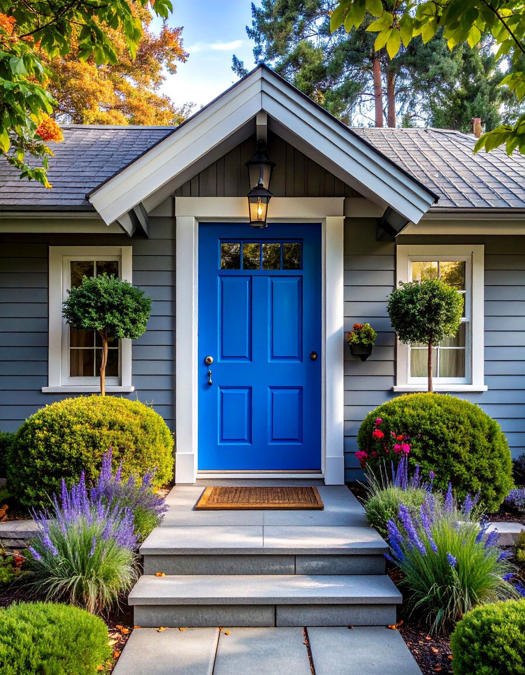 Modern Cottage House Exterior with a Pop of Color on the Front Door - 25 Modern Cottage House Exterior Ideas for Charm