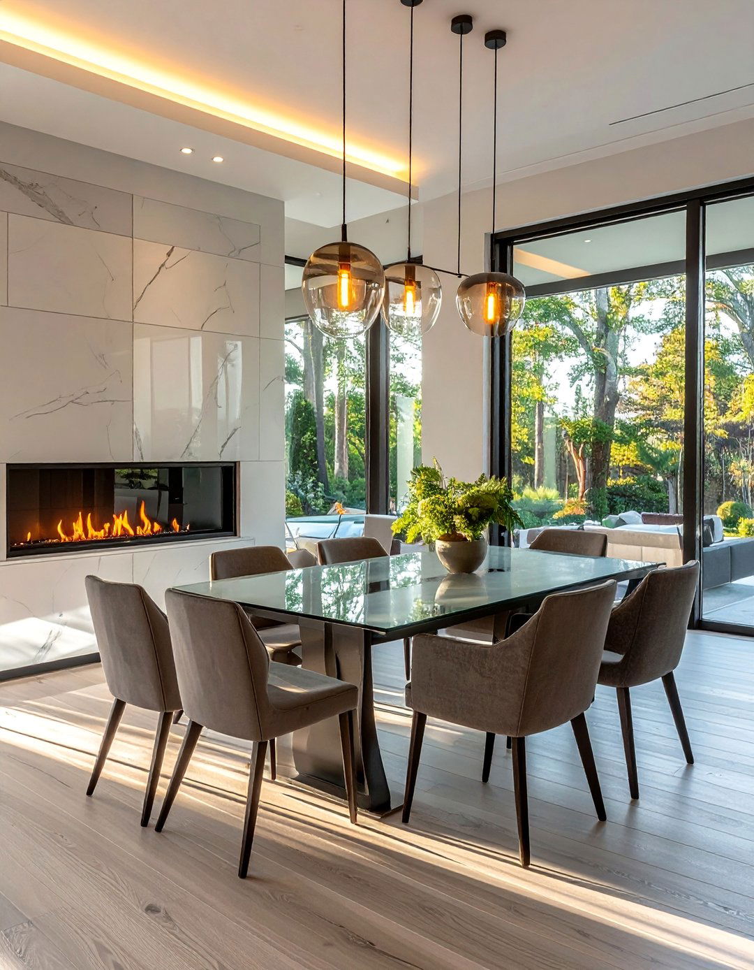 Modern Gas Fireplace Dining Spaces - 30 Dining Rooms With Fireplaces for Cozy Meals