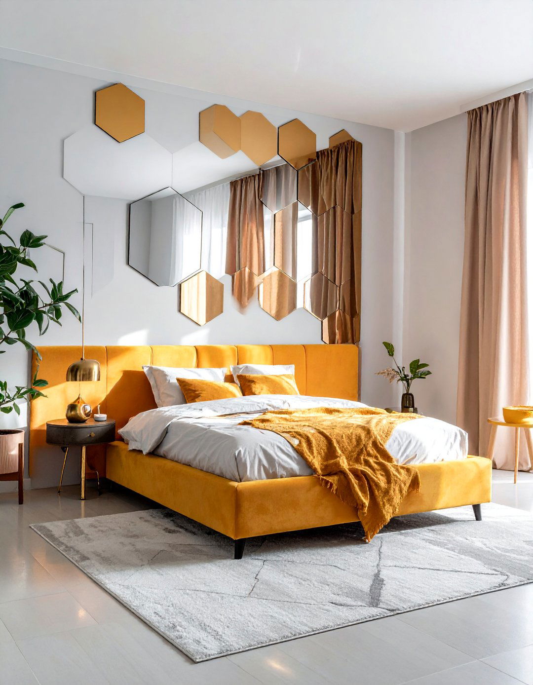 Modern Geometric Hexagon Arrangement - 20 Mirror Collage Wall Ideas for Unique Decor