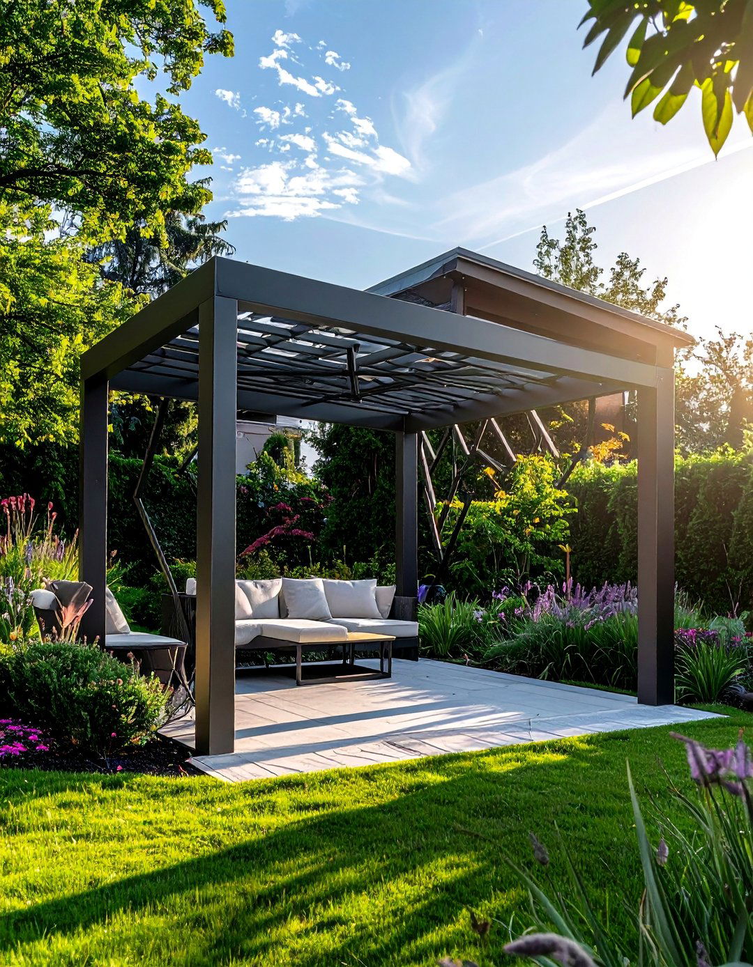 Modern Geometric Metal Framework - 40 Garden Arbor Ideas for a Charming Outdoor Retreat