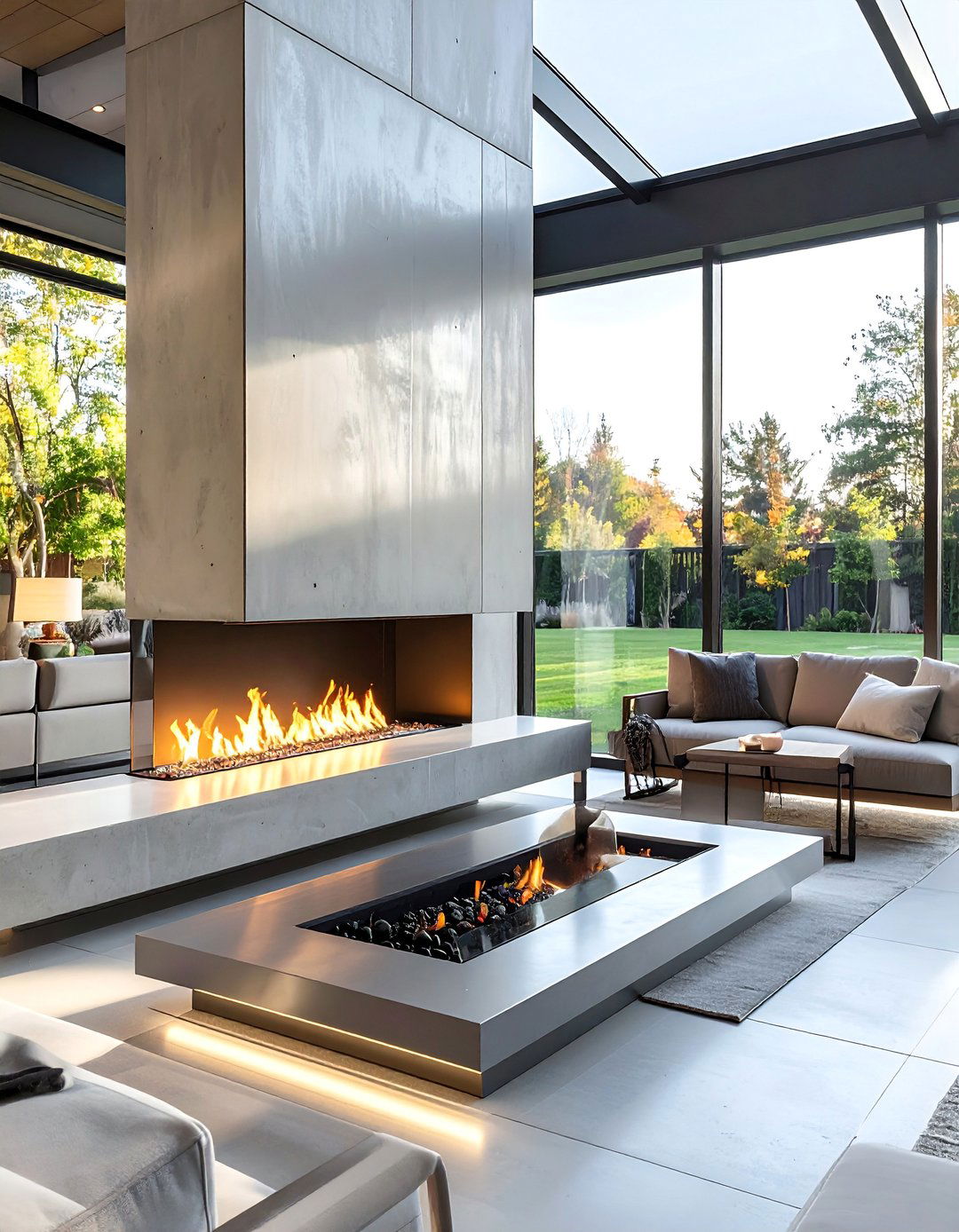 Modern Linear Gas Fireplace Sunrooms - 30 Sunrooms With Fireplaces for Cozy Living