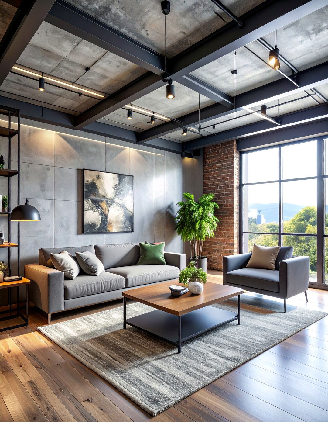 Modern Metal Frame Ceiling with Industrial Appeal - 20 Living Room False Ceiling Design Ideas for Elegance