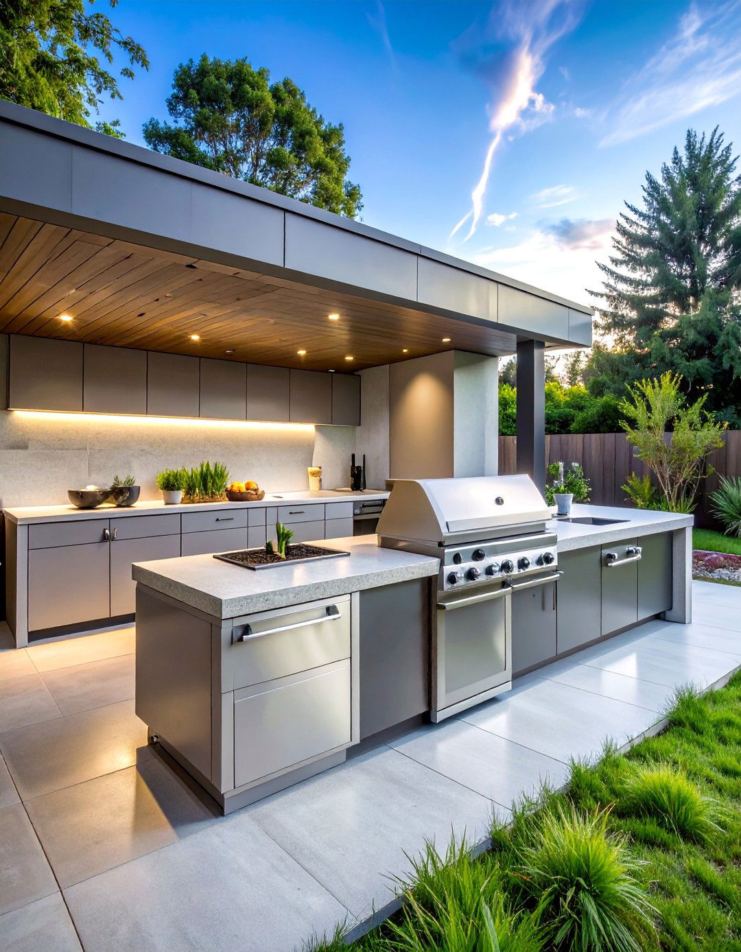 Modern Minimalist BBQ Kitchen - 40 Amazing BBQ Area Ideas for Outdoor Living