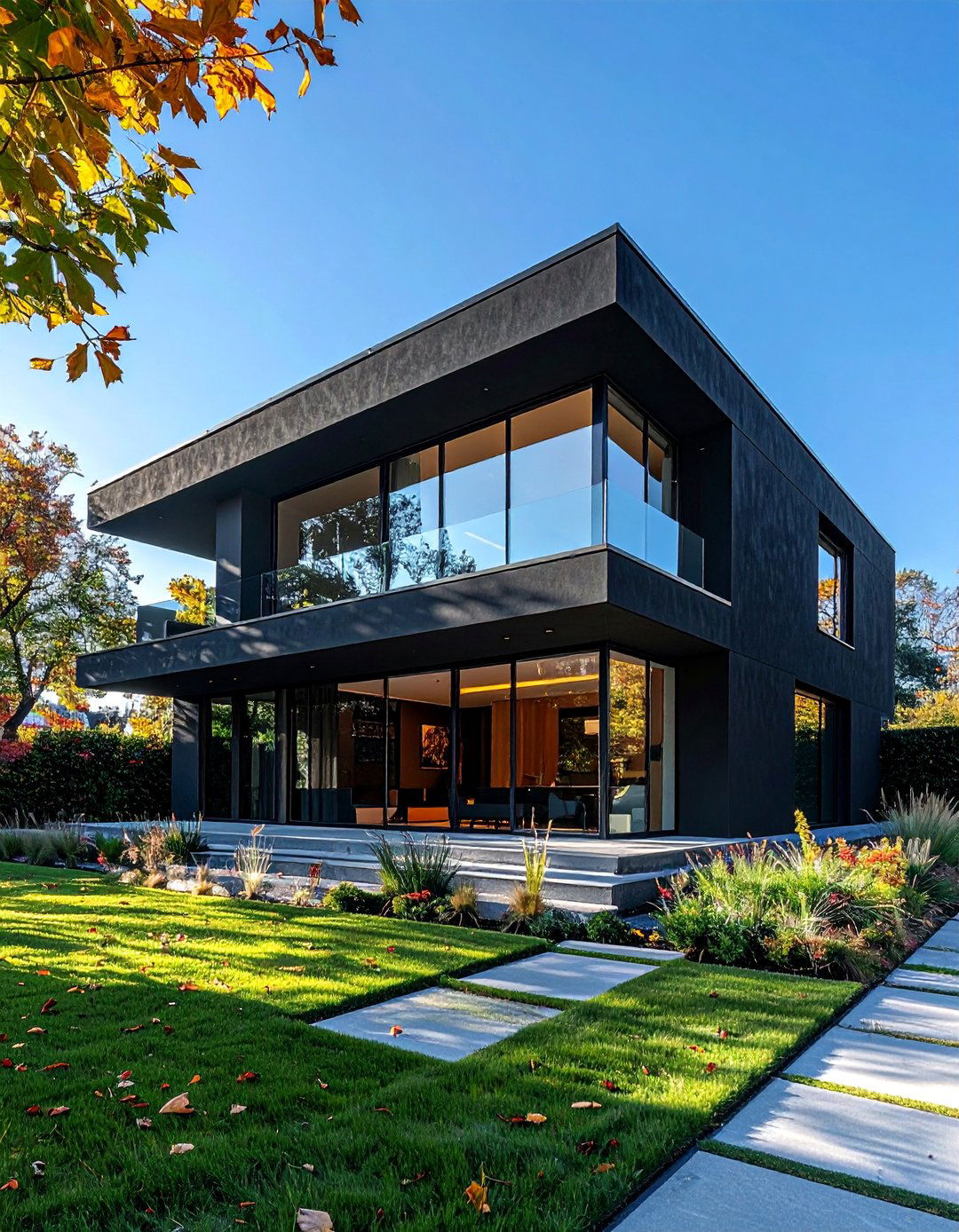 Modern Minimalist Black Stucco House - 20 Black Stucco House Ideas for a Bold Exterior