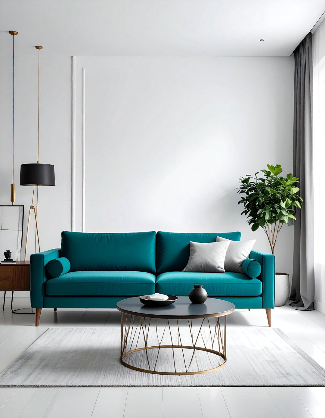 Modern Minimalist Teal Living Room - 25 Stylish Teal Living Room Decor Ideas